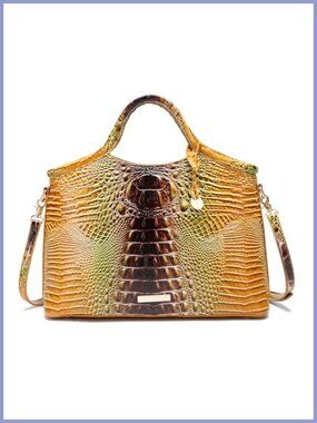 Crocodile Pattern Faux Leather Satchel Tote Bag Large Capacity Commuter
